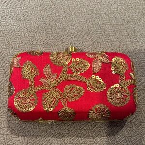 Elegant Red and Gold Clutch
